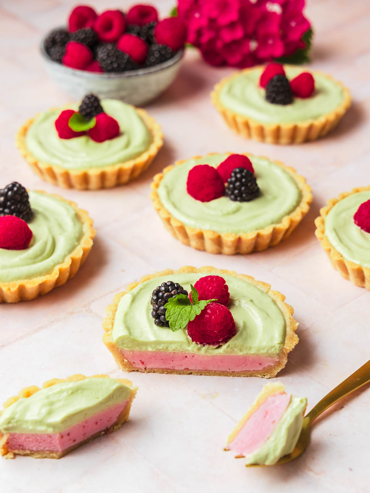 Himbeer-Matcha-Tartelettes LowCarb
