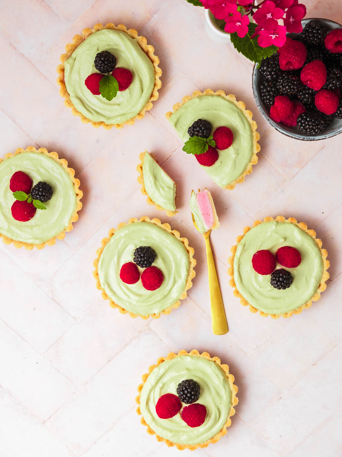Himbeer-Matcha-Tartelettes Keto